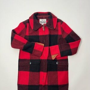 Woolrich Womens Red and Black Plaid Wool Coat Size Large
